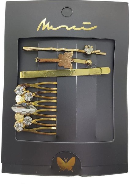 Altın Renk Kelebek Kombin Yan Toka