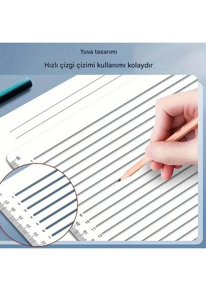 Şeffaf Plastik Cetvel Çizgi Çekme, Pratik Çizgi Oluşturma, 1.0cm Aralıklı 20.5X29.5CM