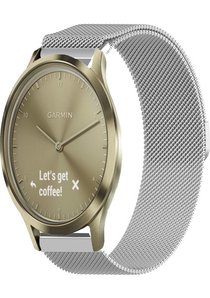 Garmin Vivomove Luxe , Style , Hr ile Uyumlu Kordon Hasır Metal Örgü Mıknatıslı Milano Kayış
