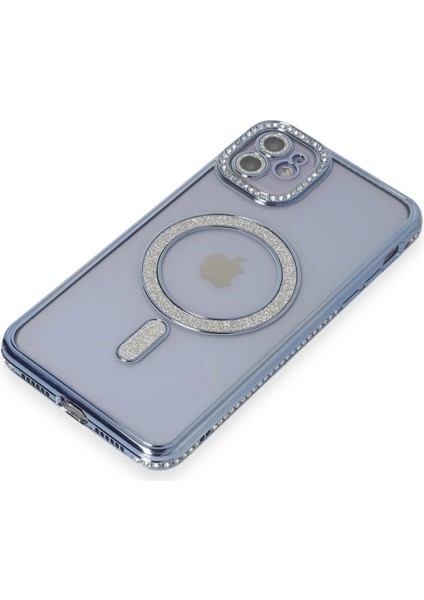iPhone 11 Kılıf Joke Simli Magneticsafe Kılıf - Mavi modelleri