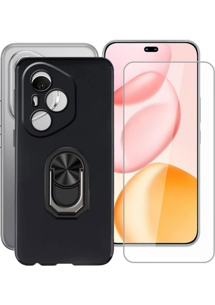 Honor 400 Pro Kılıf Kamera Korumalı Kickstand Tpu Silikon Kapak + Tam Kapatan Pet Ekran Koruyucu