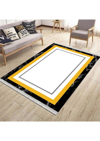 Çizgili Sarı Halı Kaymaz Tabanlı Kilim Yıkanabilir Halı Yolluk Dot Tabanlı Halı 1006B fiyatları