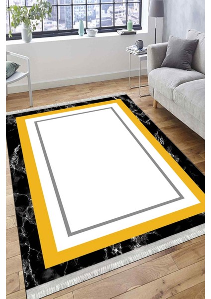 Çizgili Sarı Halı Kaymaz Tabanlı Kilim Yıkanabilir Halı Yolluk Dot Tabanlı Halı 1006B modelleri