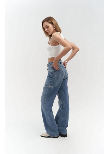 Palm Mavi Yırtık Detay Jean