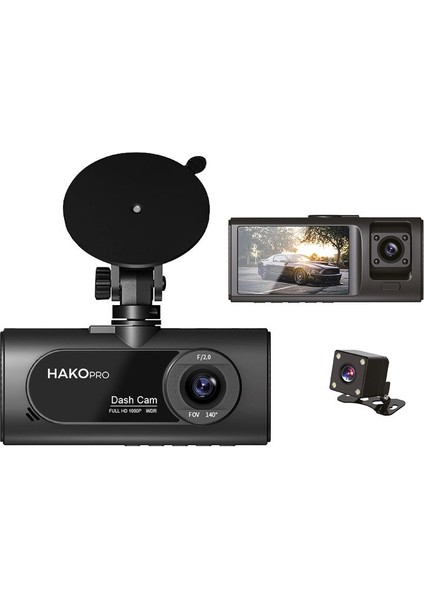 Hako Pro CMR100 Dash Cam - Full Hd 1080P, Arka Kamera, G-Sensör, Araç Içi Kamera