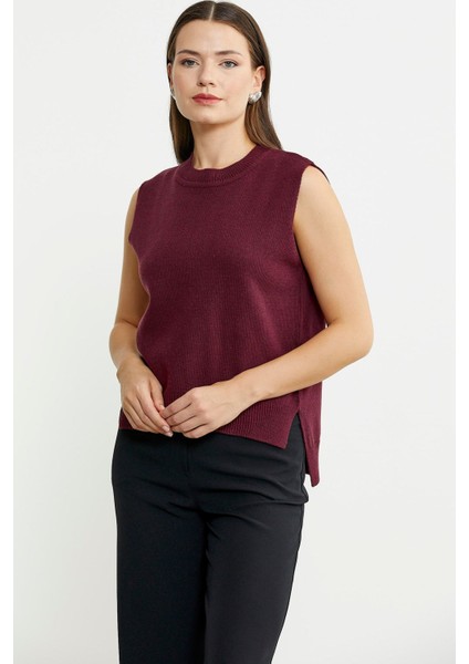 Arkası Açık Bağlamalı Yünlü Triko Süveter - Güneş