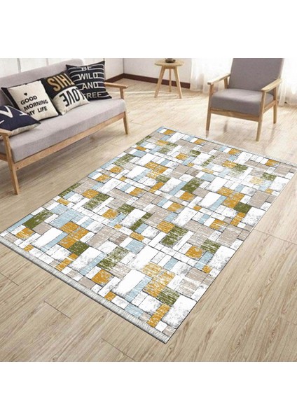 Tuğla Desenli Kolay Süpürülebilir Halı Yıkanabilir Kaymaz Tabanlı Kilim Dot Tabanlı Halı 1053C