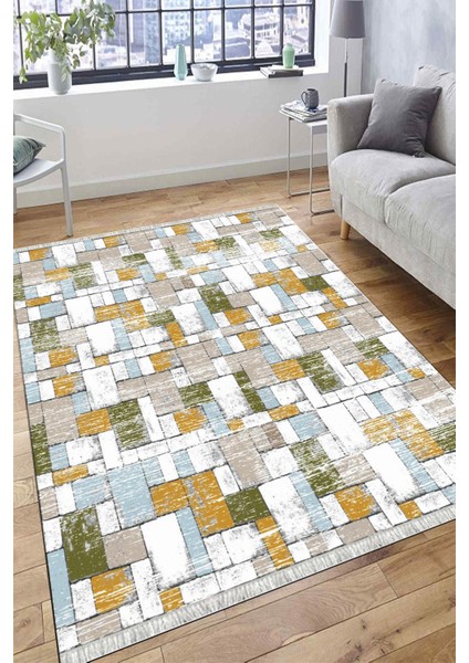 Tuğla Desenli Kolay Süpürülebilir Halı Yıkanabilir Kaymaz Tabanlı Kilim Dot Tabanlı Halı 1053C modelleri