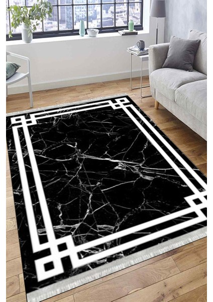 Beyaz Şeritli Kolay Süpürülebilir Kilim Yıkanabilir Kaymaz Tabanlı Kilim Dot Tabanlı Halı 1055A modelleri