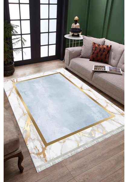 Gold Şeritli Dekoratif Makinede Yıkanabilir Kilim Kaymaz Tabanlı Yolluk Dot Tabanlı Halı 1069A fiyatları