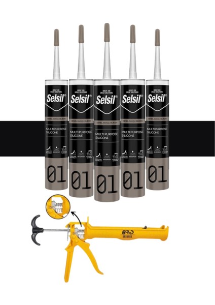 Ga Silikon 280 Gr. Siyah (5 Adet),alüminyum Tabanca