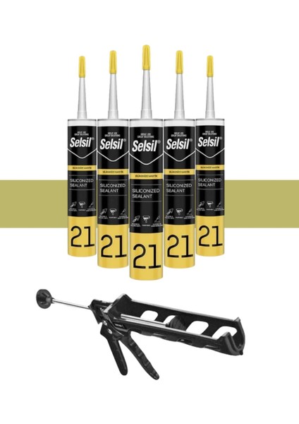 Silikonize Mastik 500 Gr. Bronz (5 Adet), Plastik Tabanca