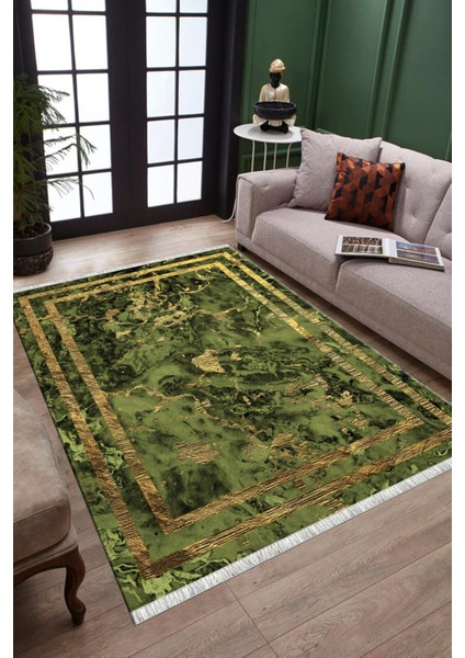 Yeşil Bohem Desenli Kilim Makinede Yıkanabilir Kaymaz Tabanlı Yolluk Dokuma Tabanlı Halı 1096A fiyatları