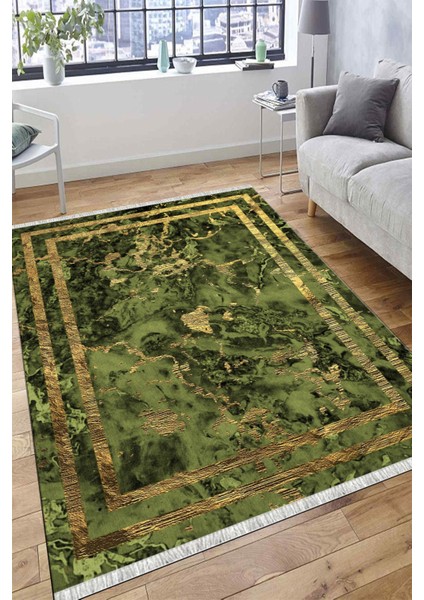 Yeşil Bohem Desenli Kilim Makinede Yıkanabilir Kaymaz Tabanlı Yolluk Dokuma Tabanlı Halı 1096A modelleri