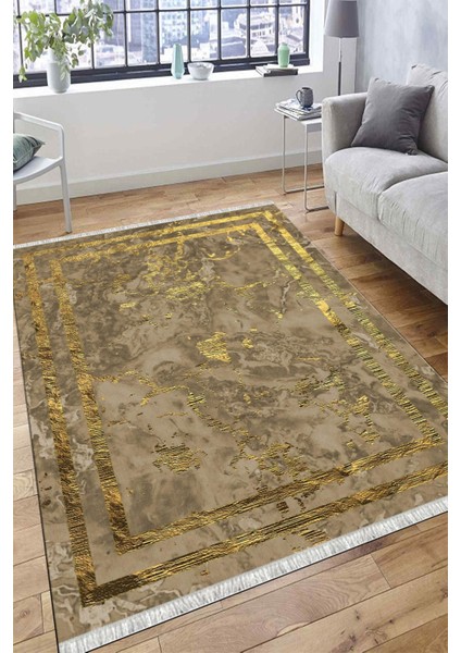 Kahverengi Bohem Desenli Kilim Makinede Yıkanabilir Kaymaz Tabanlı Yolluk Dot Tabanlı Halı 1096B modelleri