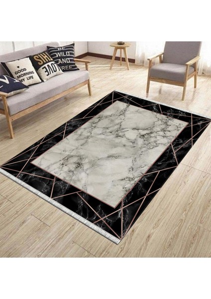 Kaymaz Tabanlı Halı Mermer Desenli Yıkanabilir Halı Kilim Yolluk Dot Tabanlı Halı 1005D