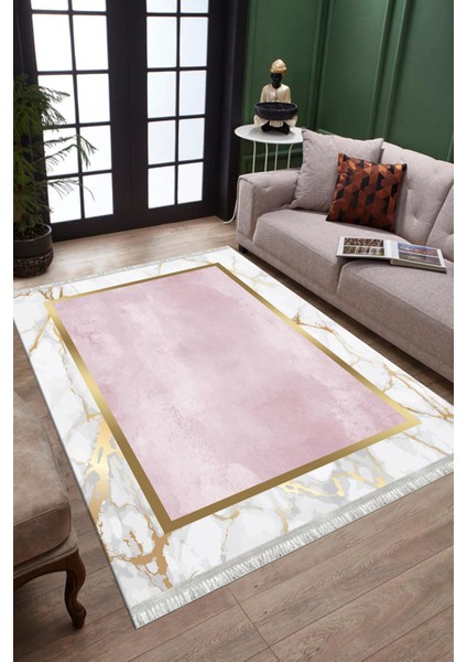 Gold Şeritli Dekoratif Makinede Yıkanabilir Kilim Kaymaz Tabanlı Yolluk Dot Tabanlı Halı 1069B fiyatları