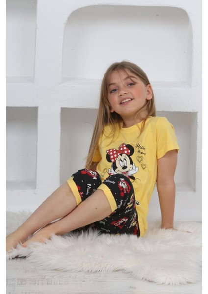 (11-14 Yaş) Mnn Ms Desenli Kız Çocuk kapri takım - Sarı fiyatları