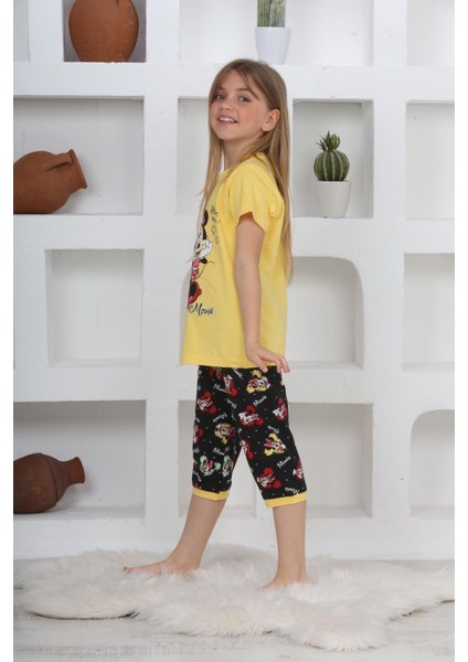 (11-14 Yaş) Mnn Ms Desenli Kız Çocuk kapri takım - Sarı fırsatları