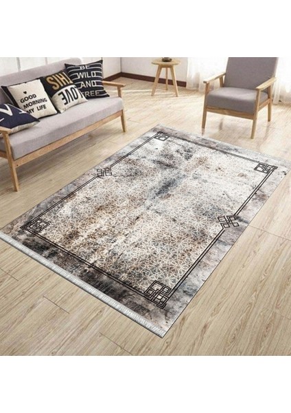 Eskitme Vintage Desen Kilim Makinede Yıkanabilir Kaymaz Tabanlı Yolluk Dot Tabanlı Halı 1086B