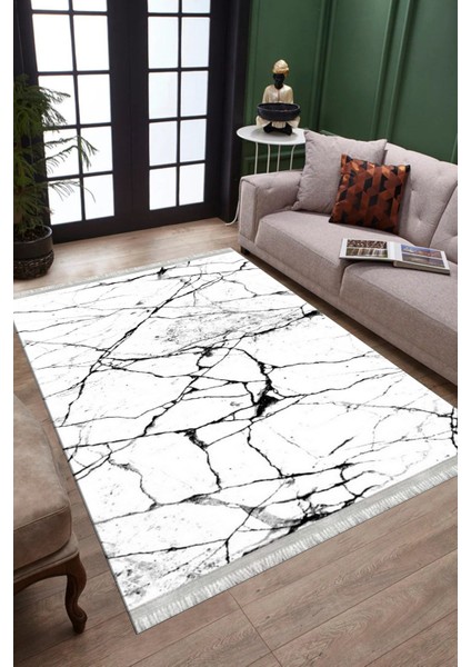 Beyaz Mermer Desenli Halı Yıkanabilir Yolluk Kaymaz Tabanlı Kilim Dot Tabanlı Halı 1016C fiyatları