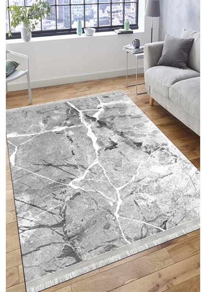 Stone Desenli Gri Halı Yıkanabilir Yolluk Kaymaz Tabanlı Kilim Dot Tabanlı Halı 1019B fiyatları