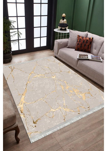 Gold Mermer Desenli Halı Yıkanabilir Yolluk Kaymaz Tabanlı Kilim Dot Tabanlı Halı 1018C fiyatları