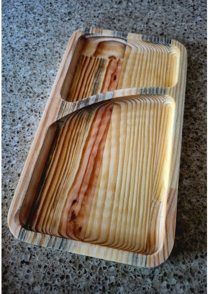 Iki Bölmeli Ahşap Sunum Tahtası - 23 x 13 cm - Açık Kahverengi fiyatları