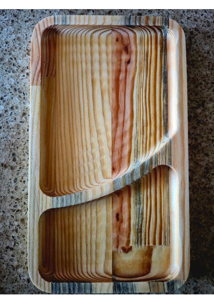 Iki Bölmeli Ahşap Sunum Tahtası - 23 x 13 cm - Açık Kahverengi modelleri