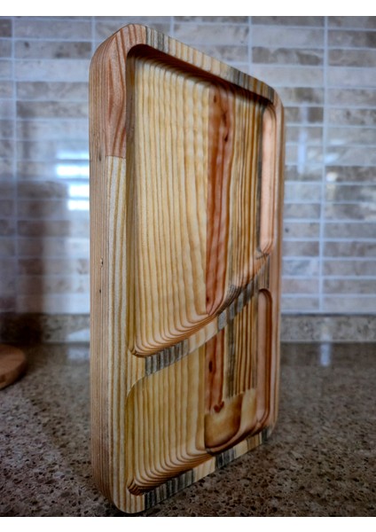 Iki Bölmeli Ahşap Sunum Tahtası - 23 x 13 cm - Açık Kahverengi indirimleri