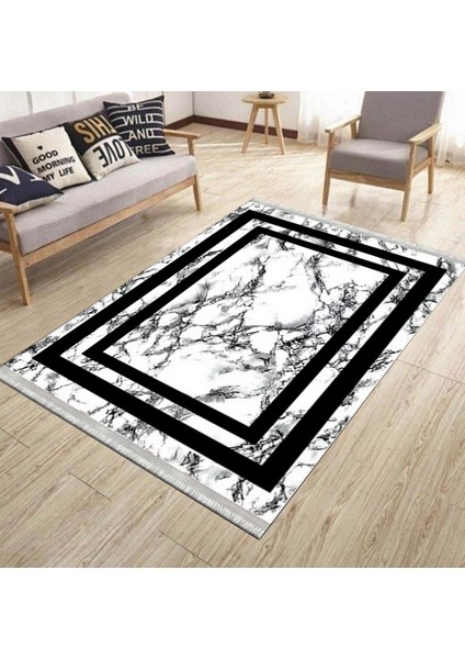 Kaymaz Tabanlı Halı Mermer Desenli Yıkanabilir Halı Kilim Yolluk Dot Tabanlı Halı 1003A