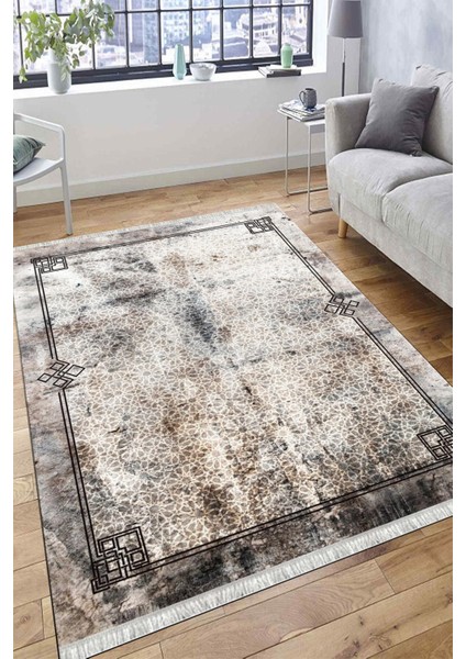 Eskitme Vintage Desen Kilim Makinede Yıkanabilir Kaymaz Tabanlı Yolluk Dot Tabanlı Halı 1086B modelleri