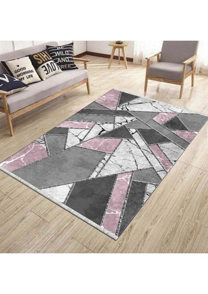 Modern Şeritli Kilim Makinede Yıkanabilir Kilim Kaymaz Tabanlı Yolluk Dot Tabanlı Halı 1074C