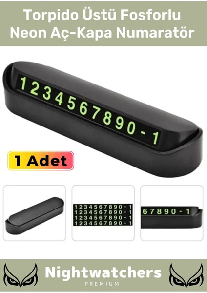 Lüks Araç Içi Park Telefon Numarası Araba Oto Cam Kartı Torpido Üstü Fosforlu Neon Aç-Kapa Numaratör