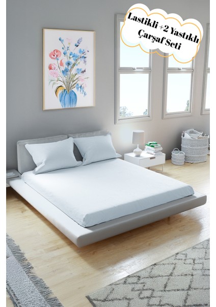 Lastikli Pamuklu Çarşaf Seti - Tek - Çift Kişilik / Battal Boy