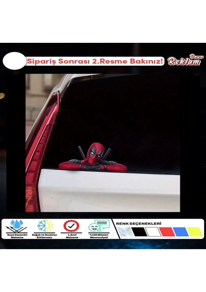 Deadpool Araba - Çıkartması Arka Cam - Otomobil Etiketi - 20X15CM