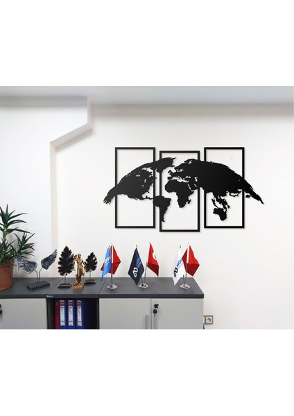 Dünya Haritası Temalı Dekoratif Modern Metal Duvar Tablosu fiyatları