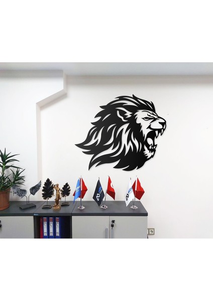 Desenli Aslan Silueti Tasarımlı Hayvan Figürlü Metal Dekoratif Modern Duvar Tablosu Ev ve Ofis Için fiyatları