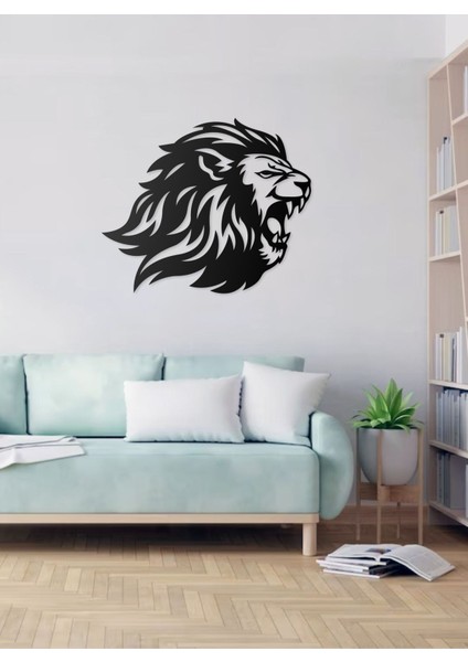 Desenli Aslan Silueti Tasarımlı Hayvan Figürlü Metal Dekoratif Modern Duvar Tablosu Ev ve Ofis Için fırsatları