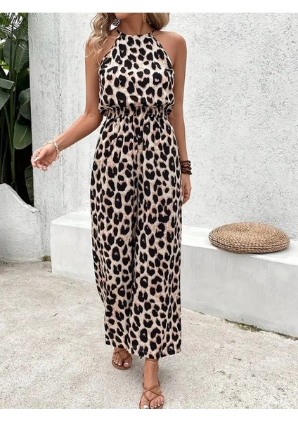 Kadın Omuzlardan Açık Boyundan Geçmeli Beli Lastikli Desenli Dalgıç Tulum fırsatları