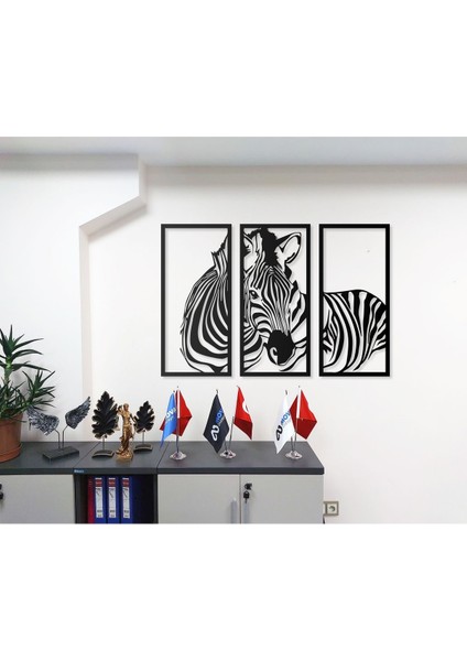 Desenli Zebra Tasarımlı Hayvan Figürlü Metal Dekoratif Modern Duvar Tablosu Ev ve Ofis Için fiyatları