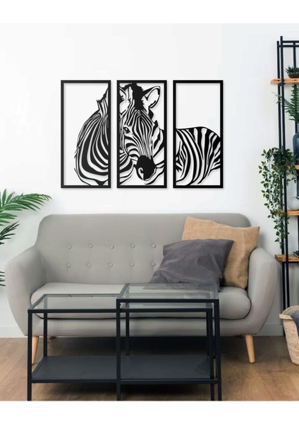 Desenli Zebra Tasarımlı Hayvan Figürlü Metal Dekoratif Modern Duvar Tablosu Ev ve Ofis Için fırsatları