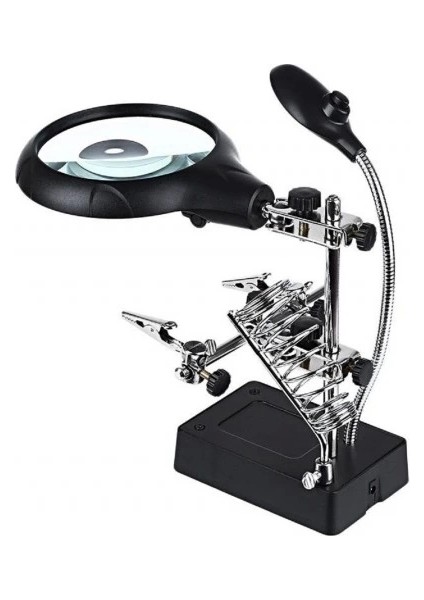 Masa Üstü Mandallı ,2.5X90MM, 7.5X34MM Mercekli ,adaptörlu Işıklı Büyüteç