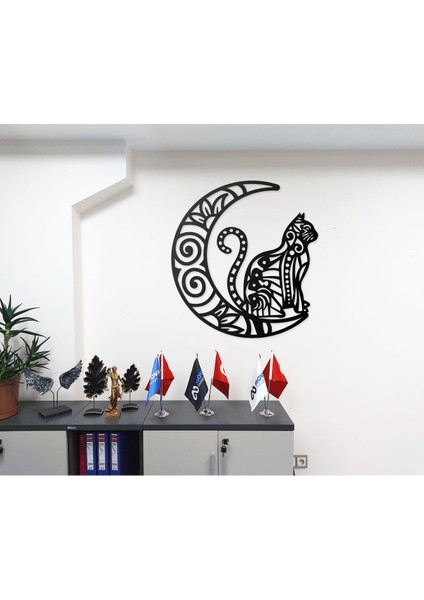Desenli Kedi Tasarımlı Hayvan Figürlü Metal Dekoratif Modern Duvar Tablosu Ev ve Ofis Için fiyatları