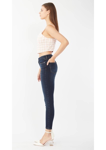 Kadın Skinny Fit Esnek Pantolon Koyu Lacivert modelleri