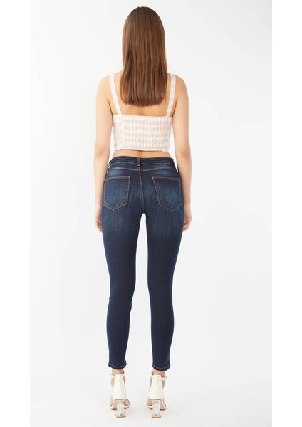 Kadın Skinny Fit Esnek Pantolon Koyu Lacivert fırsatları