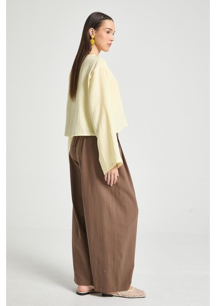 Kahve %100 Pamuk Oversize Tasarım Pantolon 29210 fırsatları