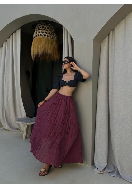 Bordo Baie Modal Kraşlı Etek 29290