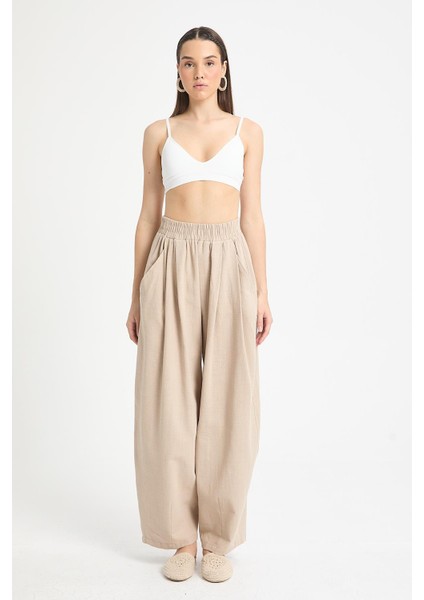 Bej %100 Pamuk Oversize Tasarım Pantolon 29210 fırsatları