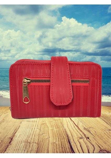 Çıtçıtlı Ön Cepli Bozuk ve Kağıt Para Bölmeli Kartlıklı Şık Cüzdan